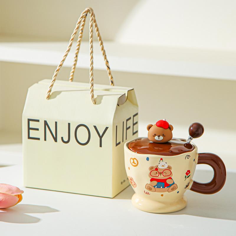 Creative Cute Cartoon Bear Ceramic Mug Office Household Cup Coffee Cup Water Cup Couple Breakfast Cup