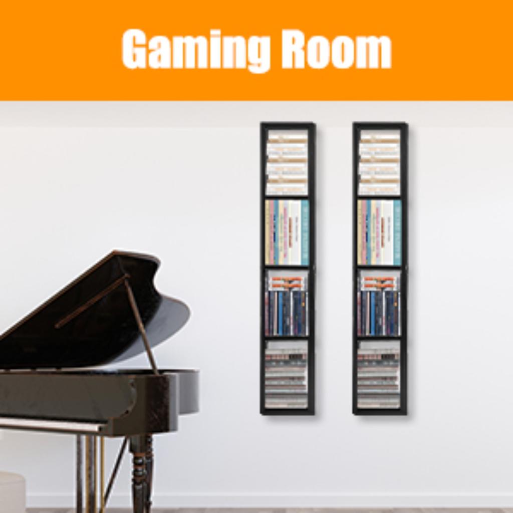 2pcs 34In Open Design Metal CD Storage Rack, Wall Mounted Vertical or Horizontal Bookshelf, Modern Wall Three-dimensional Decor