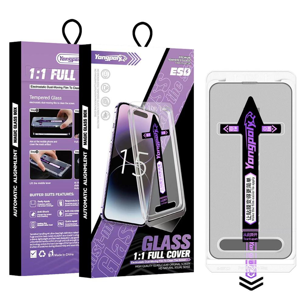 

YONGPOLY For iPhone 16 Pro Tempered Glass Silk Printing HD Clear Screen Protector with Dust-Proof Net Type A