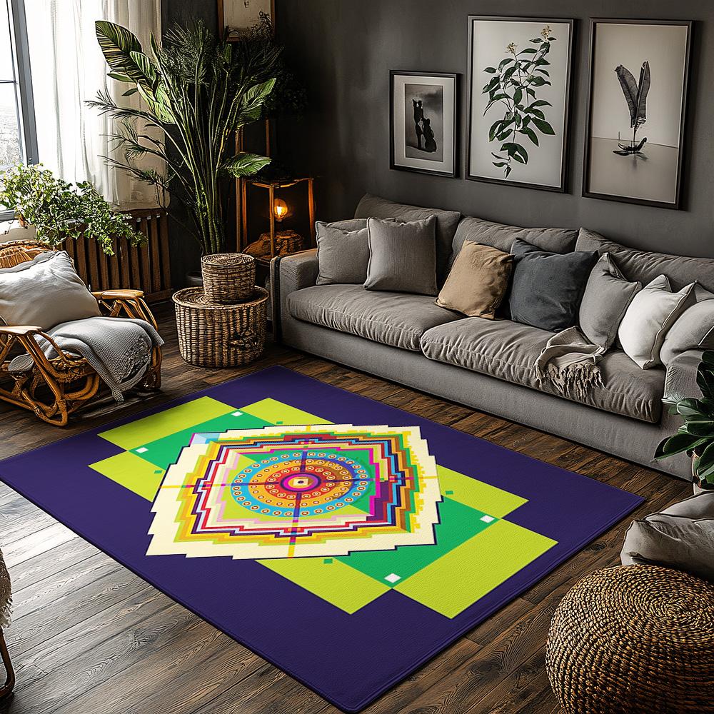 

Unique Bohemian Area Rug Non-Slip Floor Mat Modern Abstract Geometric Pattern Living Room Decor Home Accent Rug Indoor Outdoor C 50x 80cm