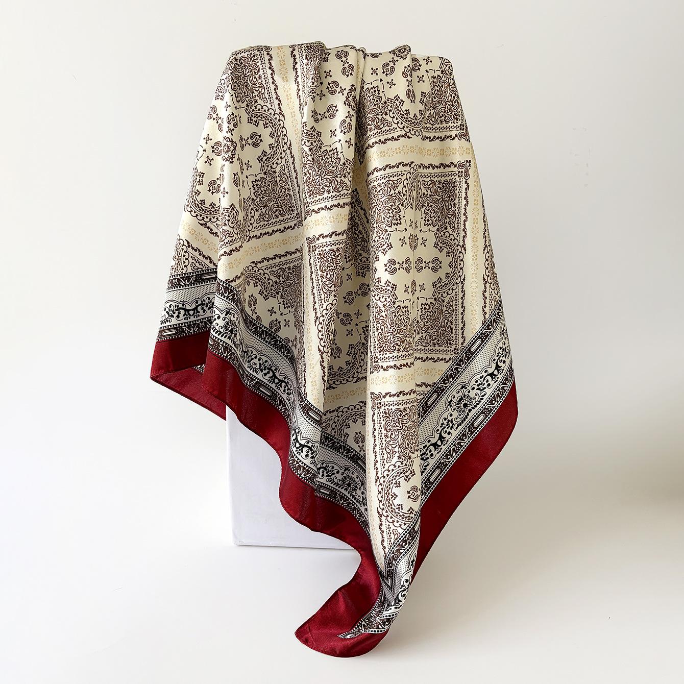 Large Square Scarf: Luxury Cape, Women’s Silk Scarf, Square Scarf, Neck Scarf – Fashionable, Versatile, Professional and Elegant 90*90cm