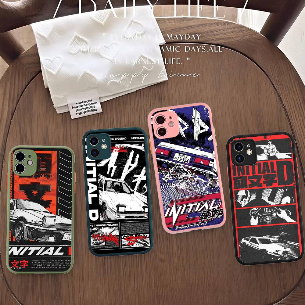 Racing Anime Initial D Phone Cases For IPhone 16 15 14 Plus 13 12 11 Pro Max Matte Oft Bumper Phone Cover