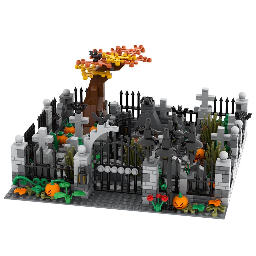 MOC Halloween Brick Ghost Graveyard Pumpkin Carriage House Witch Compatible Building Blocks Toys For Children Adult Friends Gift