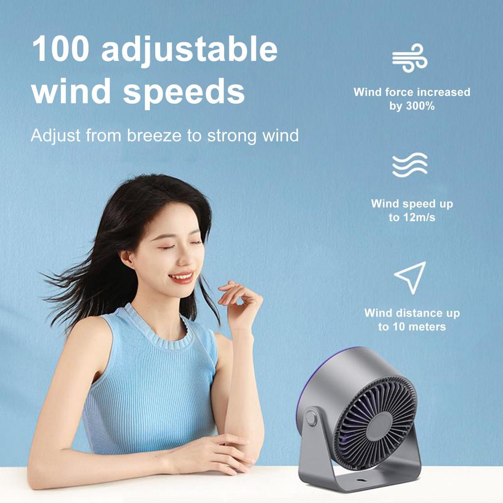 Desk Fans Small Quiet 100-Speed Portable Cooling Desk Fan Silent Ventilator With Adjustable 105-Degree Tilt Head For Room Travel