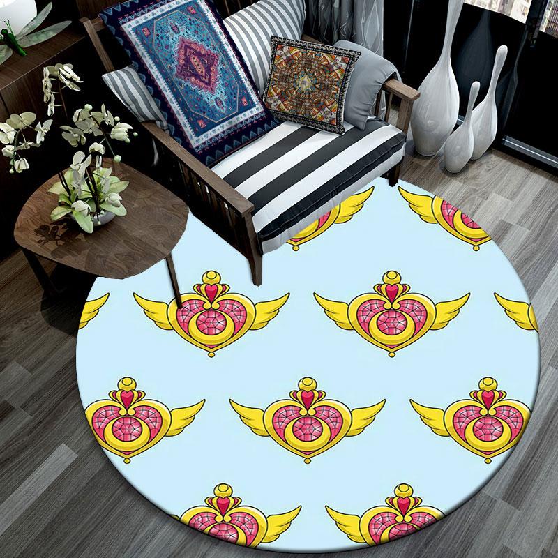 Sailor Moon5,Round Area Rug,Carpet Rug for Living Room Bedroom Sofa Playroom Decor,Non-slip Floor Mat