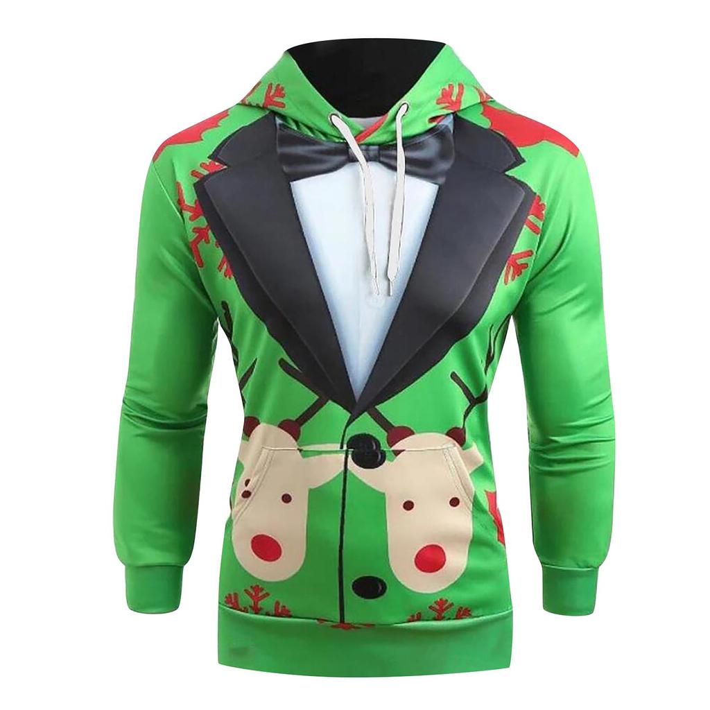 Men Casual Snowflakes Christmas Deer Printed Shirt Top Blouse