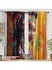 2pcs, plane printing Print Curtains African Woman Print 100% Polyester (without rod) Holiday Ldeal for Kitchen, Bedroom &