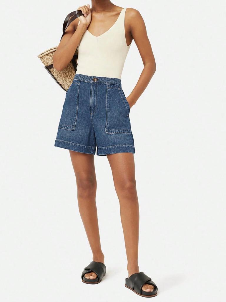 Women's High Waist Wide Leg Denim Shorts Casual Summer Jean Shorts with Pockets