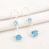 Swiss Blue Topaz Gemstone 925 Stamped Silver Jewelry Zircon Long Earrings 1.84" CZE-9-6