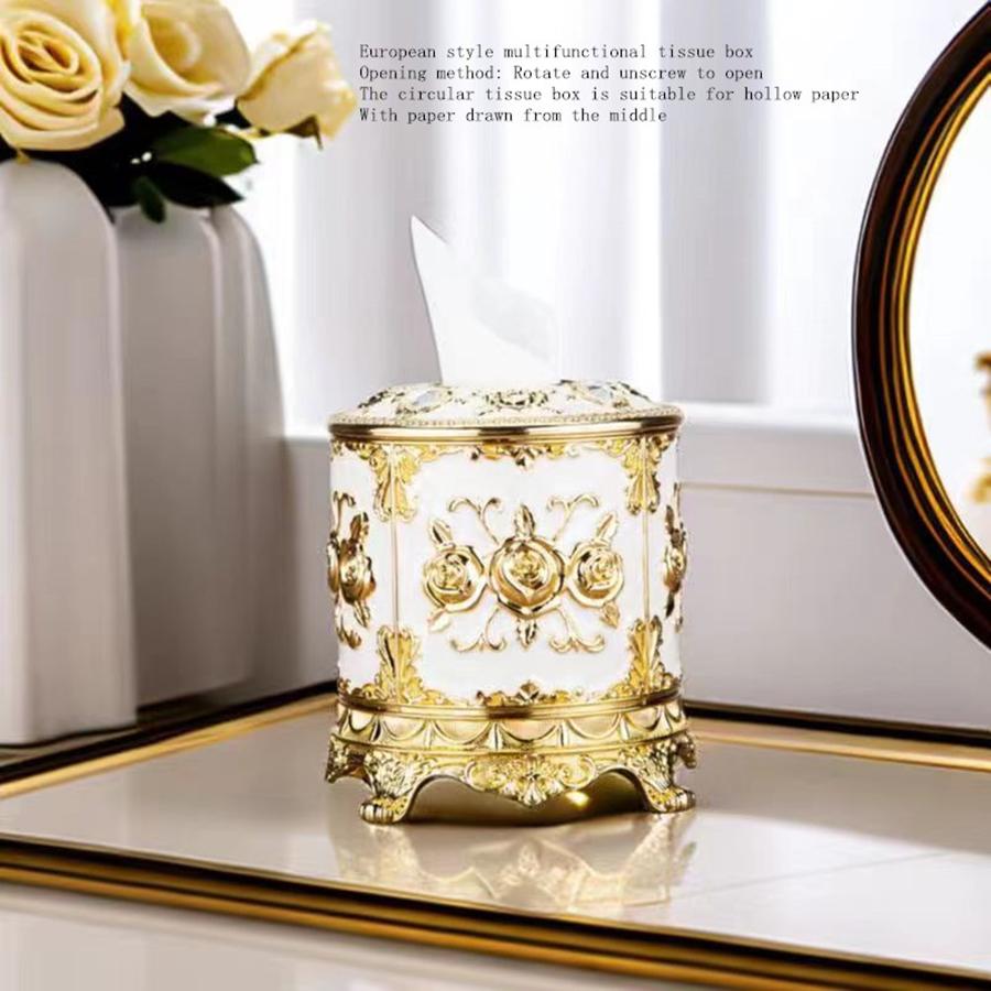 1 Stück Europäischer Stil Runde Taschentuchbox, Multifunktionale Papierrolle, Desktop Kreative Dekoration, Dekoration und Aufbewahrungsbox