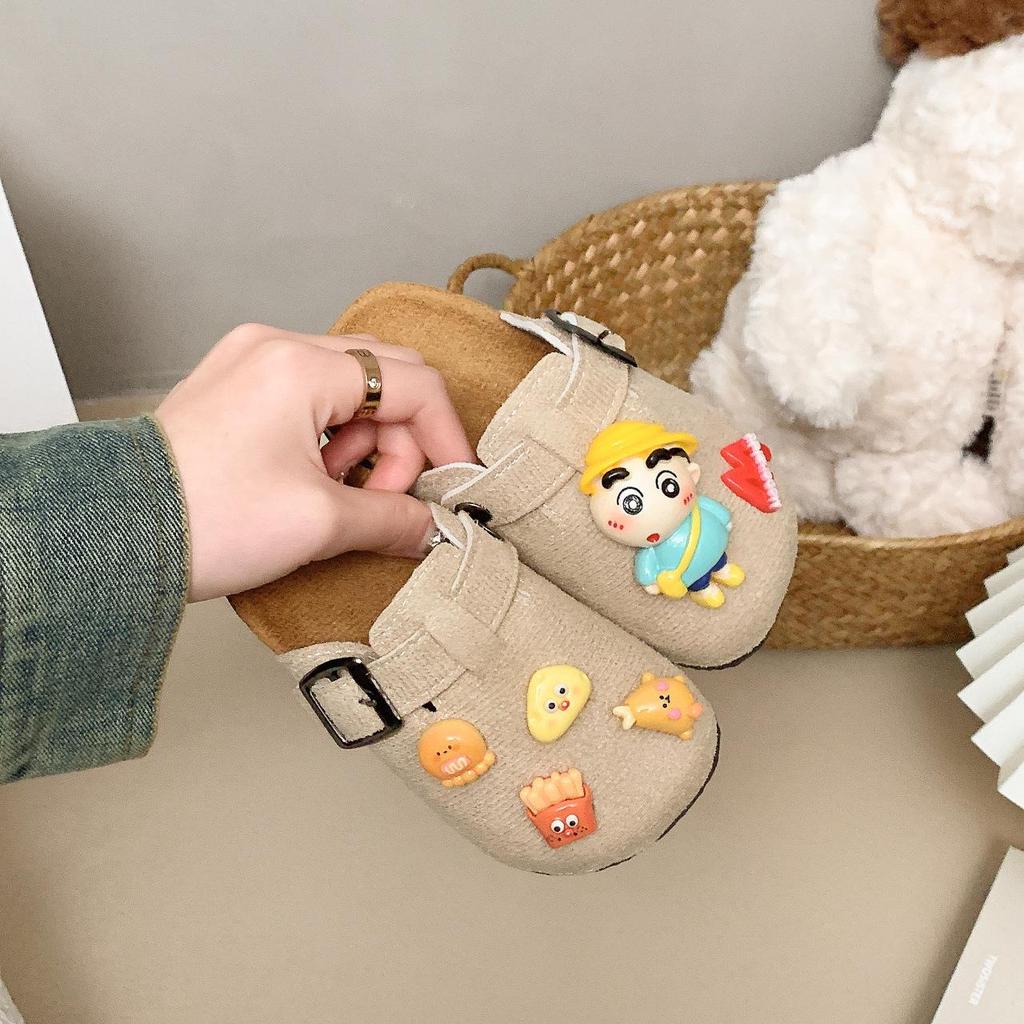Kids' 2025 Shin-chan Cartoon Thick-soled Birkenstock Shoes – Non-slip, Retro, Closed-toe Slippers for Boys & Girls