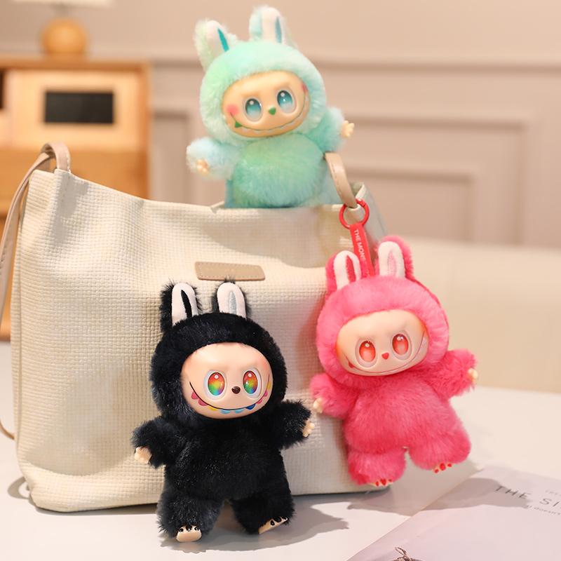 Cartoon Labubu Vinyl Doll Stuffed The Monsters Heartbeat V3 Soft Plushies Bag Pendant Birthday Xmas Gifts Girl Child