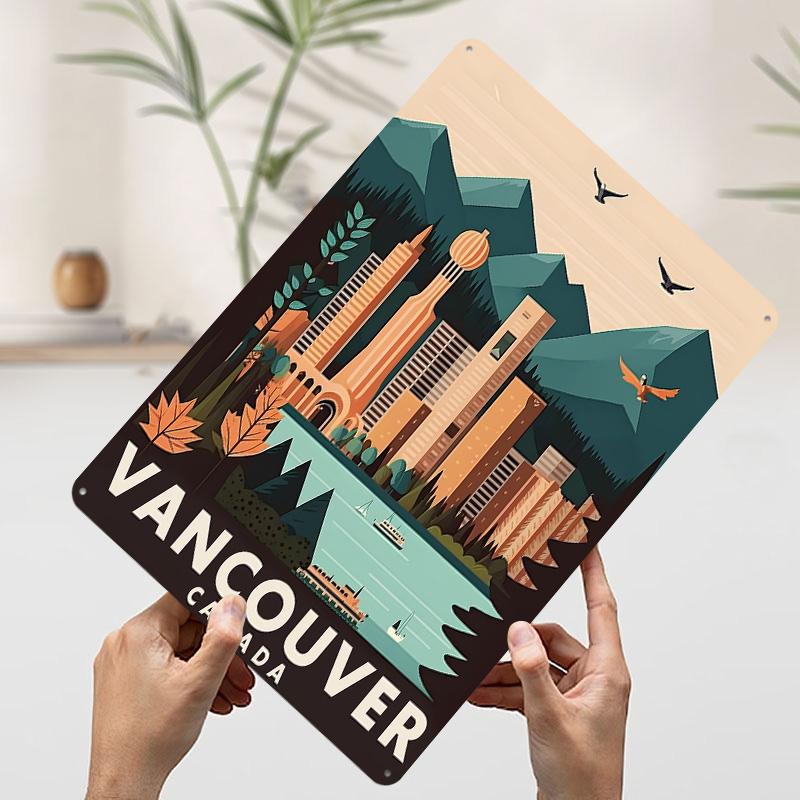 Vancouver Canada Travel Tinplate Poster Custom Wall Art Vintage Metal Signs Retro Tin Plaque for Home Decoration Ornaments House