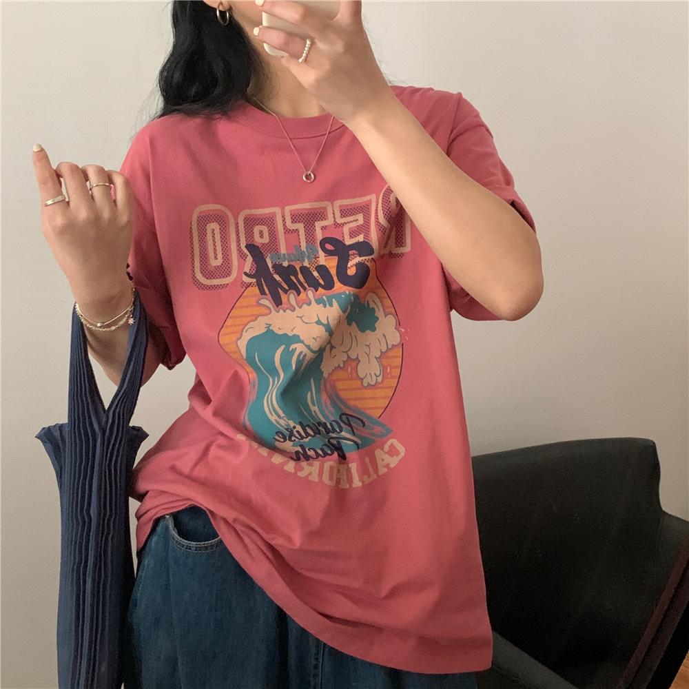 Women's Tee Shirt Summer Funny Graphic Print T Shirt Women Clothes Harajuku Casual Oversized T-shirts Y2k Tops Streetwear