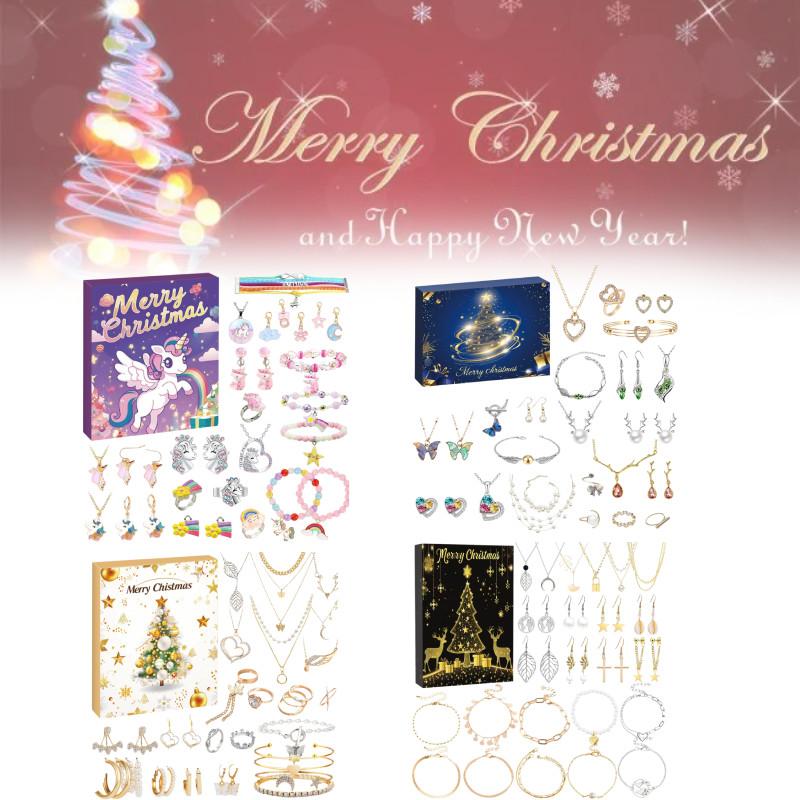 Festive Christmas Themed Earrings Gift Box With Heart And Geometric Designs For Women