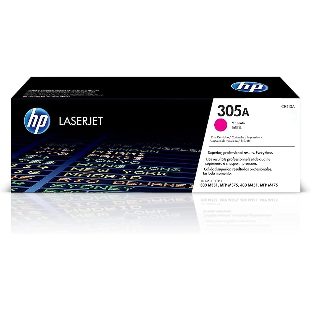 Original HP 305A Toner Cartridges CE410A / CE411A / CE412A / CE413A 4-Pack (Black, Cyan, Yellow, Magenta) Compatible with HP LaserJet Pro 400 MPF M425