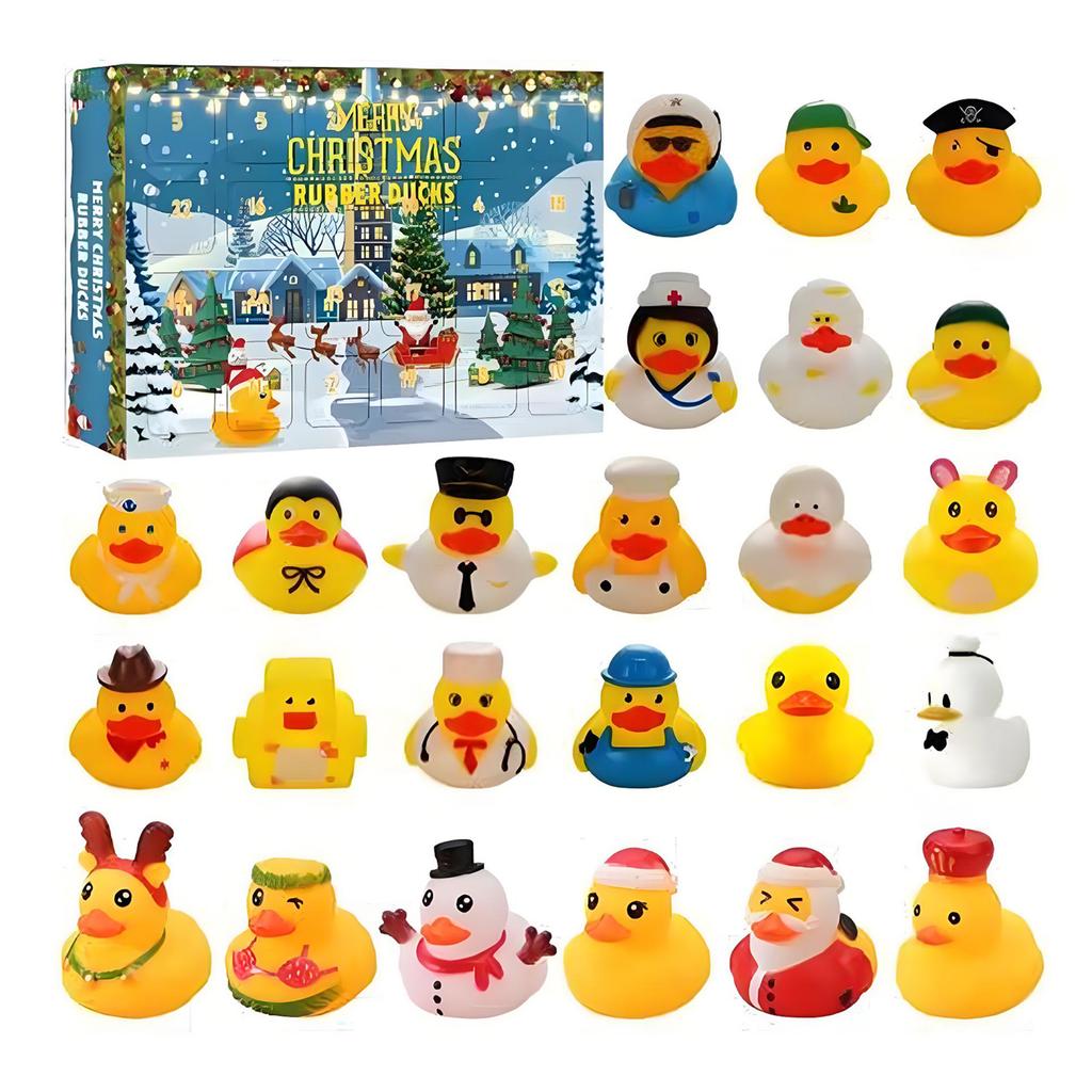 Duck Advent Calendar 2025 with 24 Rubber Ducks 24 Days Christmas Countdown Calendar Duck Set Advent Calendar for Boys Girls Kids