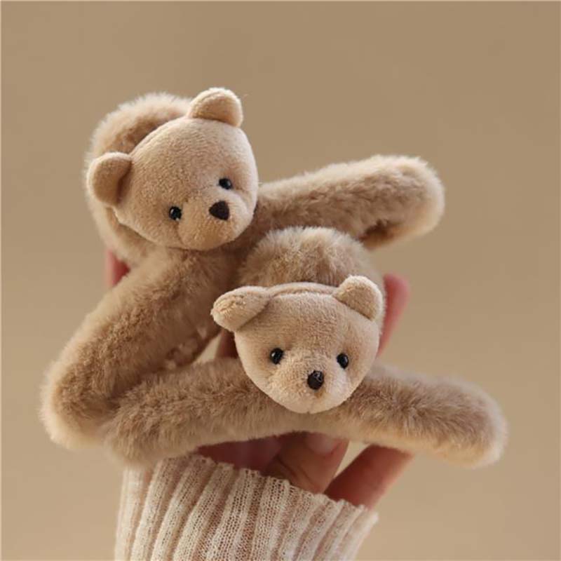 Épingle à cheveux en peluche ours mignon pour femmes, tête d'ours double face, grande pince à griffes, pinces à crabe coréennes, pinces à cheveux pour femmes, accessoires pour cheveux, épingle à cheveux de dessin animé à la mode