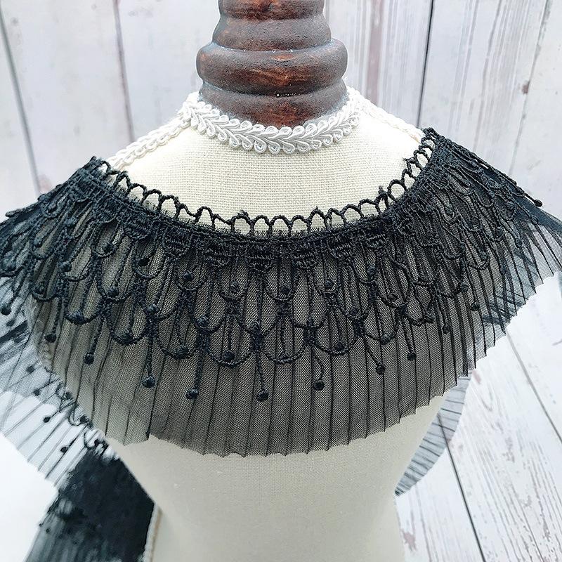 Empfehlen Doppellagiges Plissiertes Wasserlösliches Stickerei-Tropfen Fransen Spitzenstoff DIY Kleidung Rock Hochzeitskleid Dekoration