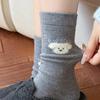 Socks, Autumn and Winter Socks, Boneless Socks, Women's Warm Wool Socks, Cute Polka Dot Striped Puppy Mid-calf Socks, Versatile Women's Socks