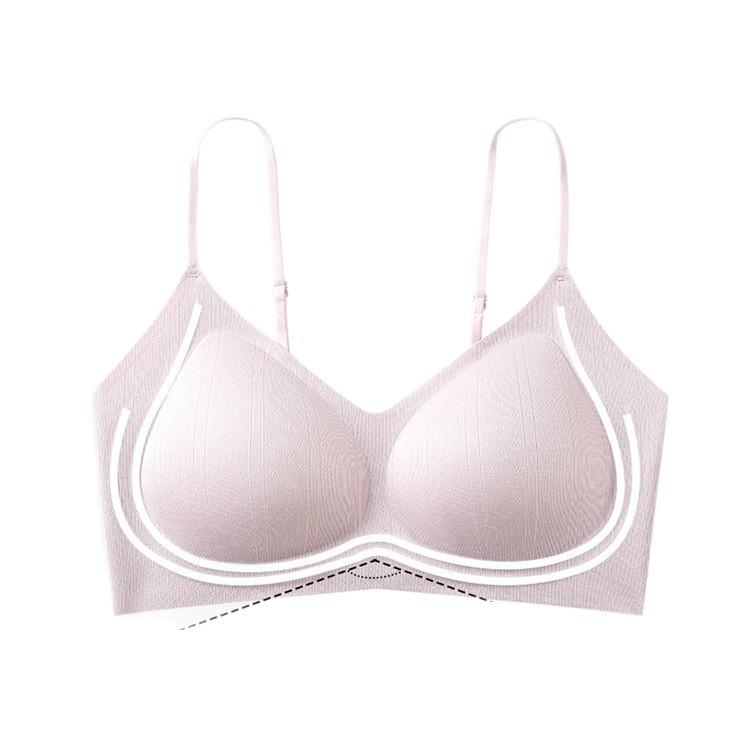 Cool thin soft support seamless gathering sling vest type three-dimensional cup with double breasts and no steel ring beautiful back bra