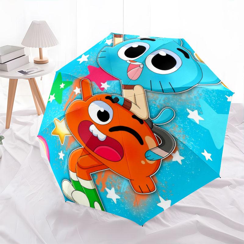 Darwin Gumball pattern, automatic folding umbrella, portable and foldable design, 8 ribs, a Christmas or birthday gift.