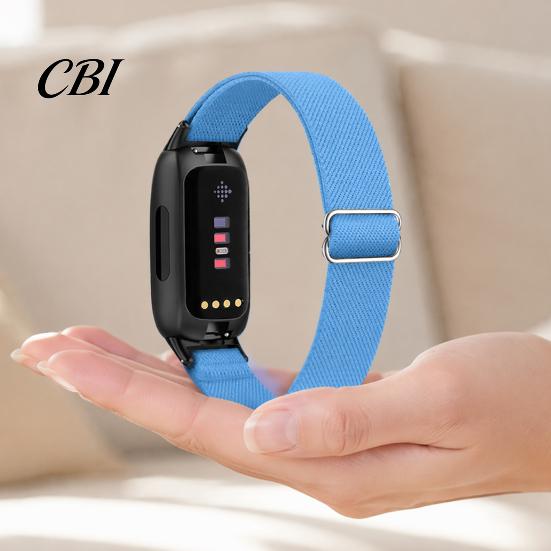 Breathable Nylon Sport Band Elastic Watch Bands for Fitbit Inspire 3, Adjustable Skin Friendly Strap Woven Sports Wristband Replacement Women Men