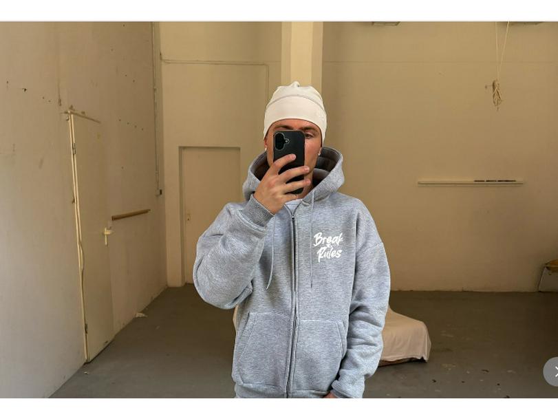 European American Trendy Street Style Graphic Zip-Up Hoodie & Casual Set