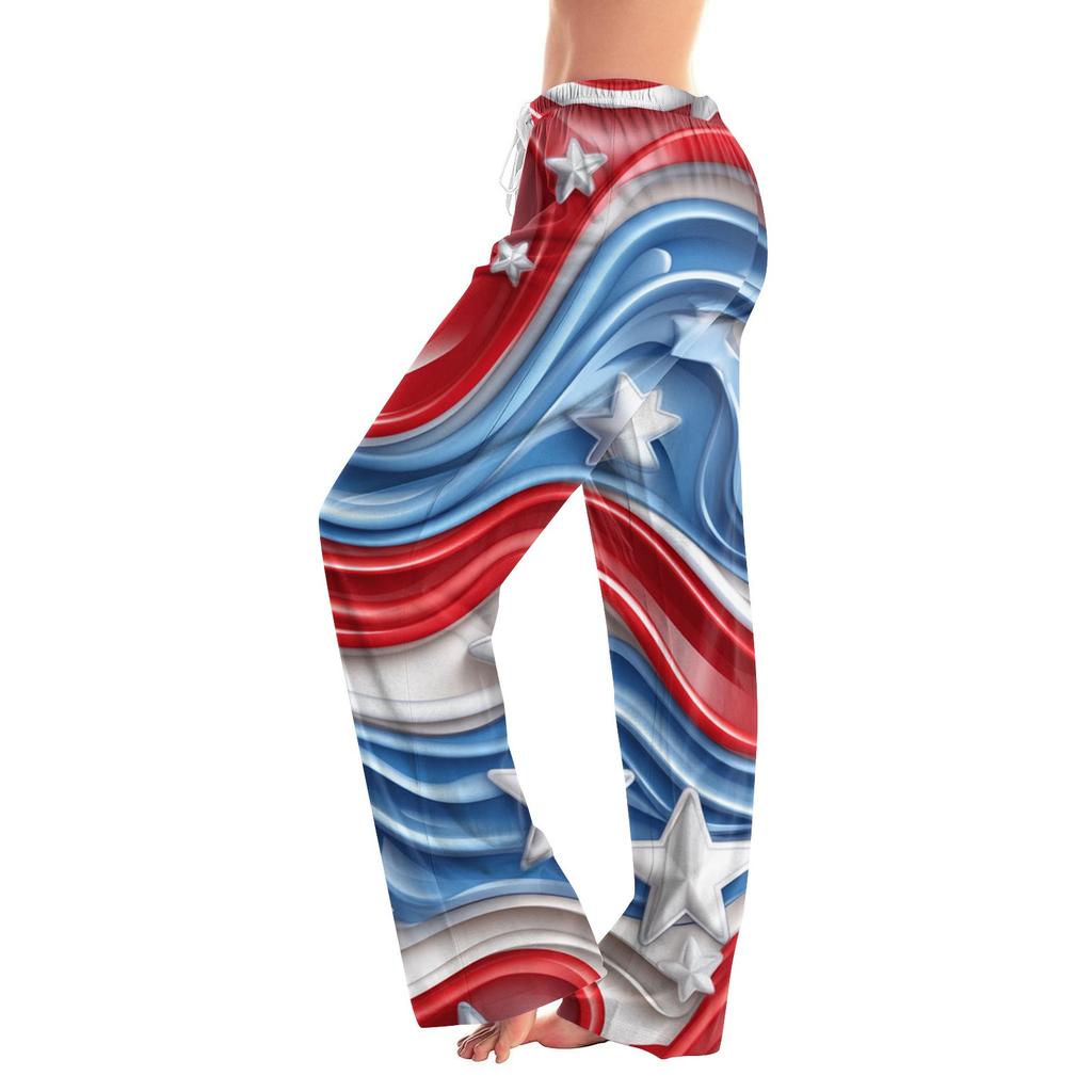 Damenmode Locker Lässig Unabhängigkeitstag Print Schlaghose