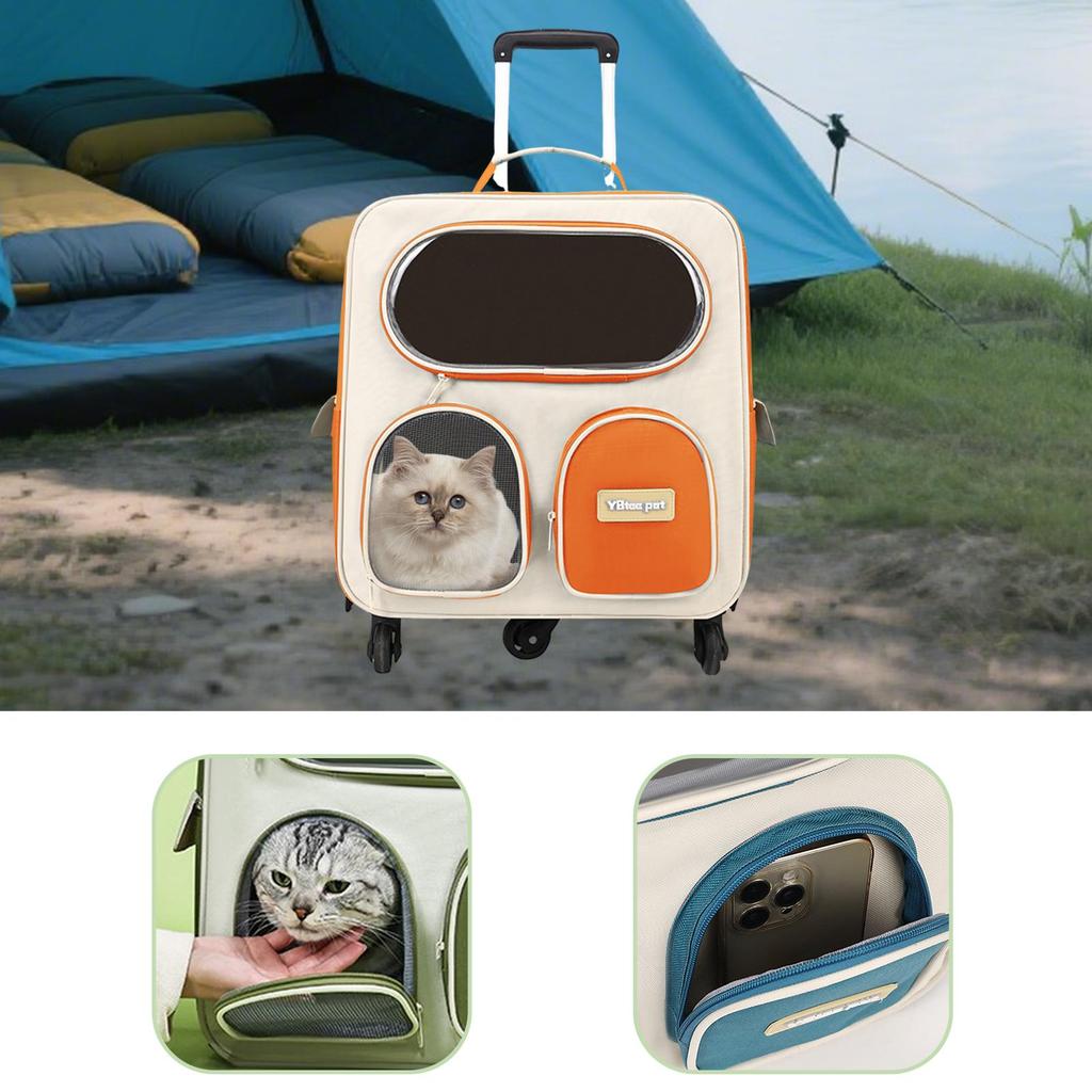 Cat Carrier Backpack with Wheels Portable Pet Trolley Cases Suitcases Large Capacity Dog Cat Outdoor Bag Pet Stroller Cat Travel