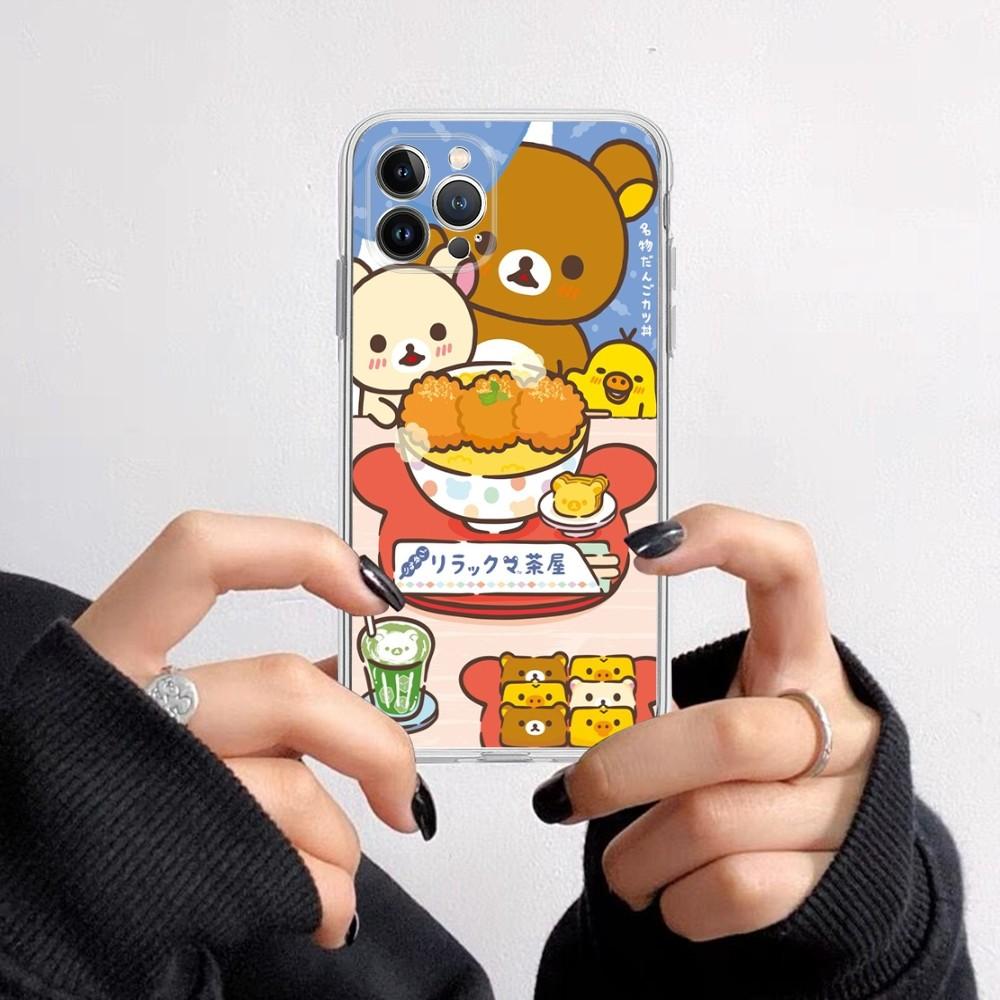 Cute Cartoon R-Rilakkuma Phone Case for iPhone 16 15 8 7 6 6S Plus X SE XR XS 14 11 12 13 Mini Pro Max Mobile Case