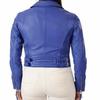 NOORA Womens Lambskin Stylish Blue Leather Jacket With Zipper & Pocket | Party Wear Blue Leather Jacket  | Slim Fit Jacket |