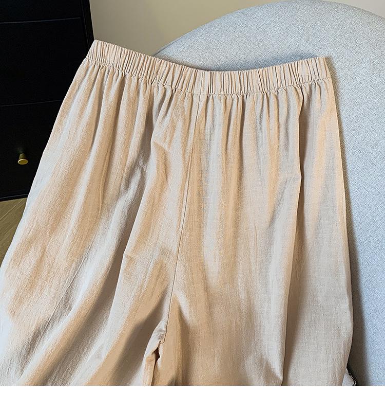 Japanese Mori Girl Embroidered Cotton Linen Wide-Leg Crop Pants - Summer Casual Wear for Women