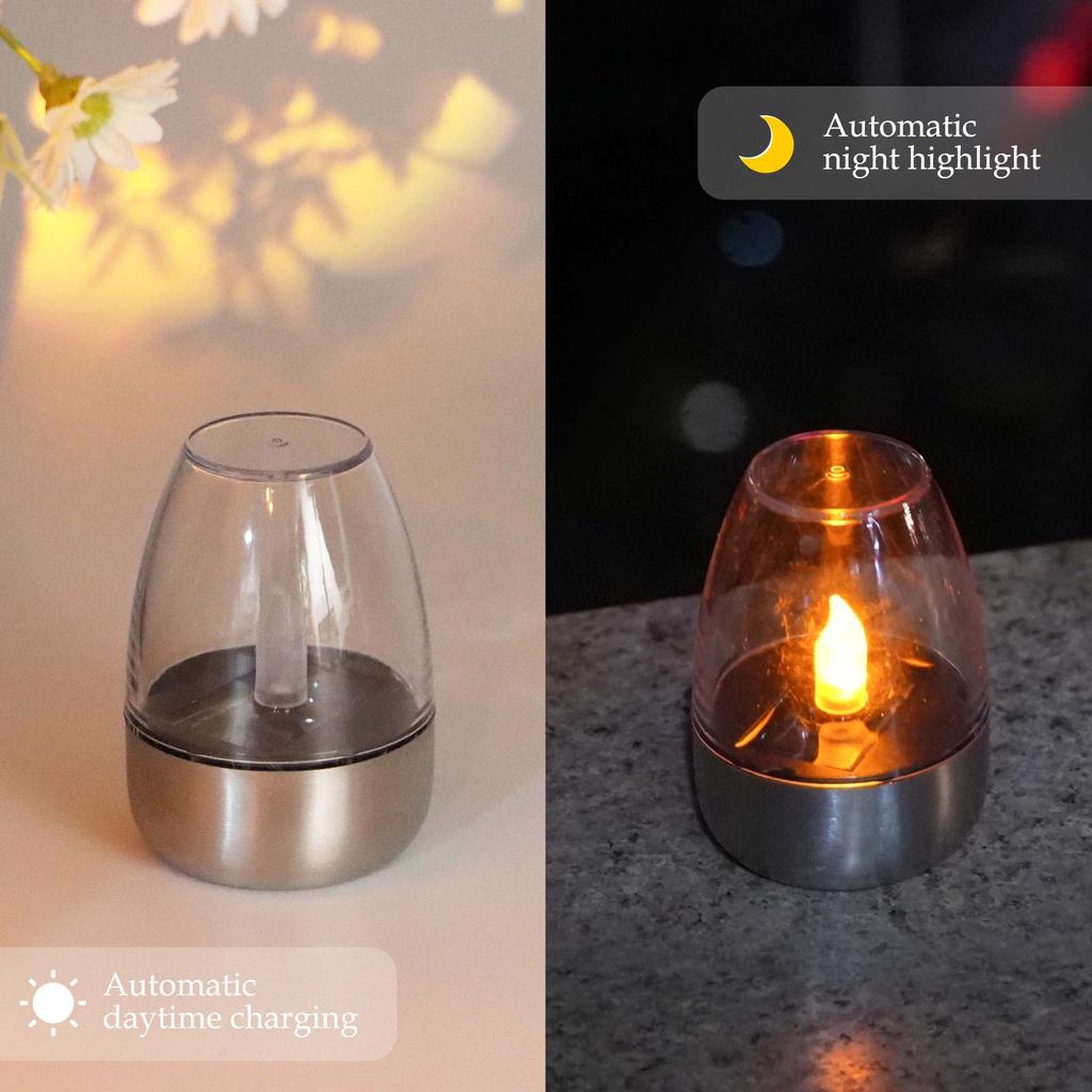 Sollys Utendørsterrasse LED-stållampe Stearinlys Plendekke Halloween-dekorasjon Nattlys Vanntett hagesollys