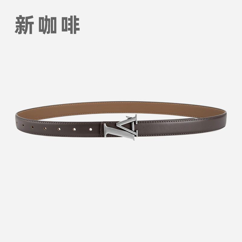 Alloy Alphabet Board Buckle Leather Belt Women'S Premium Pants Belt Women'S