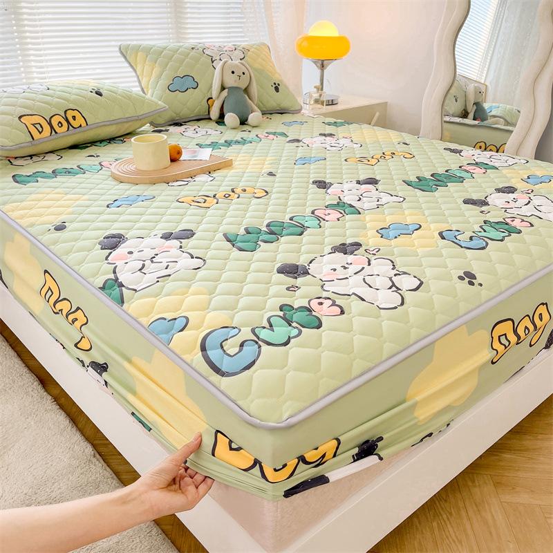 Maternal and Baby Grade Cotton Padded Bed Sheet, Skin Friendly Matte Print, Thickened Simmons Mattress, All Inclusive Protective Cover