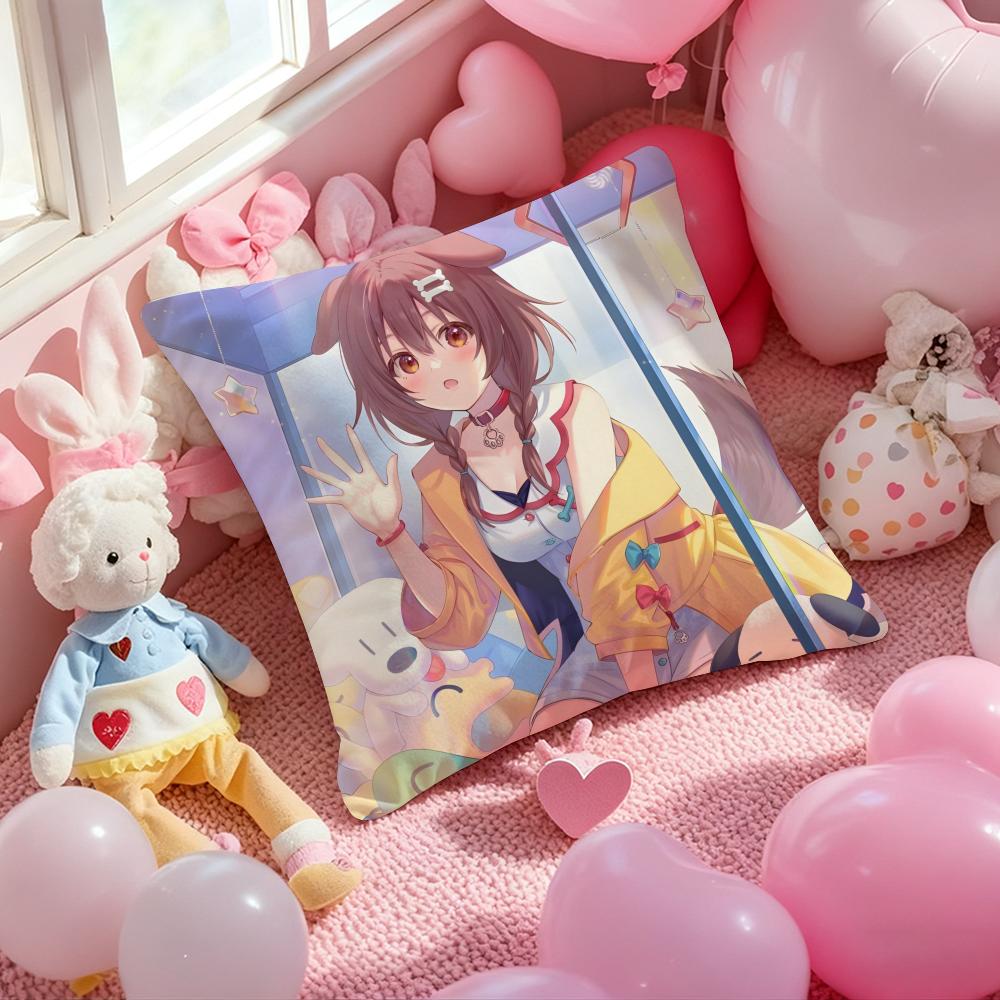 Anime Singer INUGAMI KORONE Cushion Cover Pattern Printed Pillowcase for Living Room Sofa Cushion Cover & Bedroom Decor