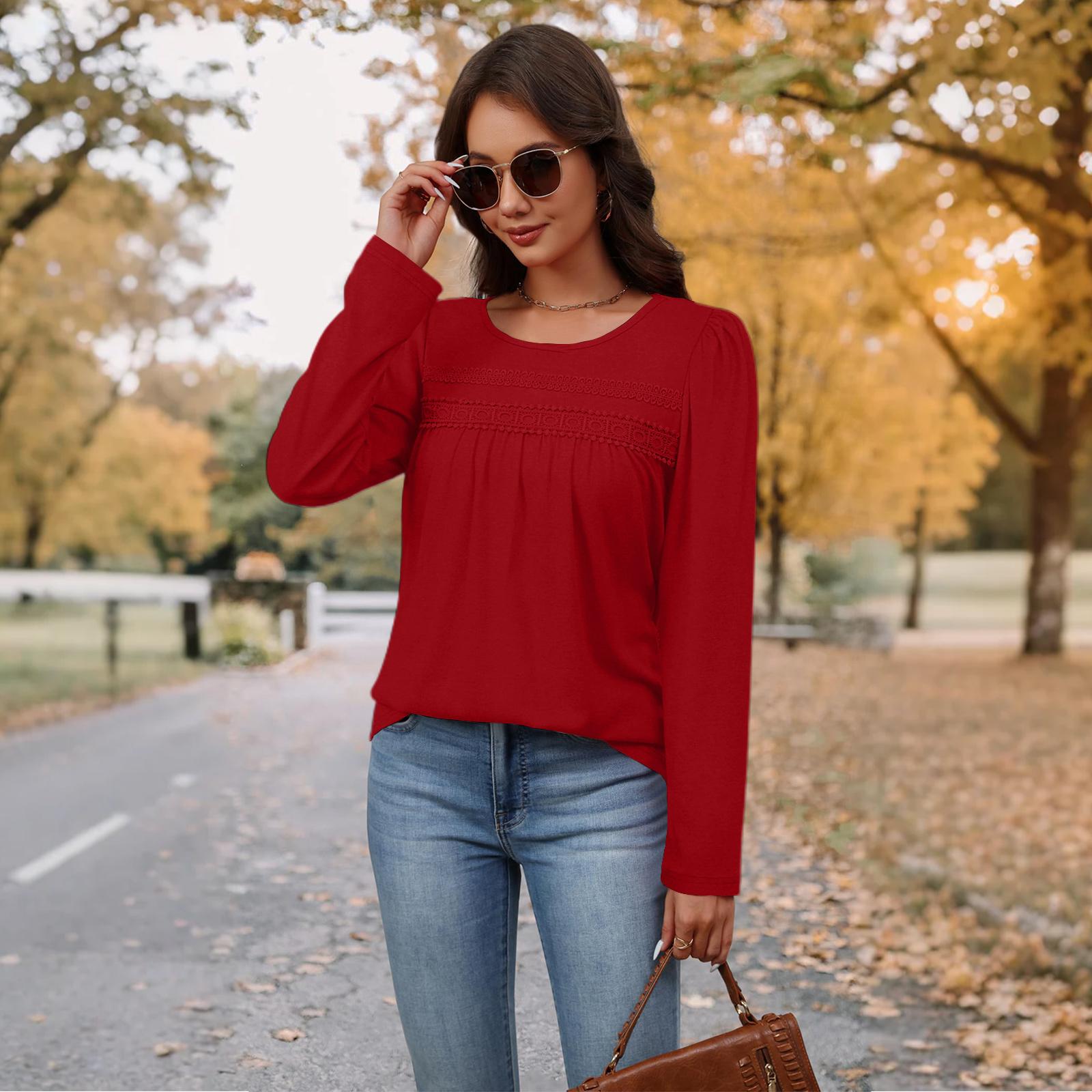

Women s Bohemian, Long,sleeved Top, Available In All Sizes, Perfect For Early Spring Stylish And Versatile. M червоний