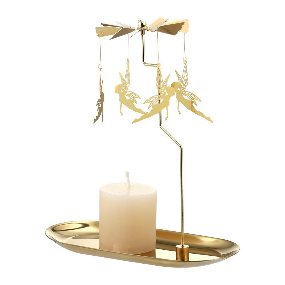 Gold Wedding Party Tealight Rotating Spinning Candle Holder Candlestick