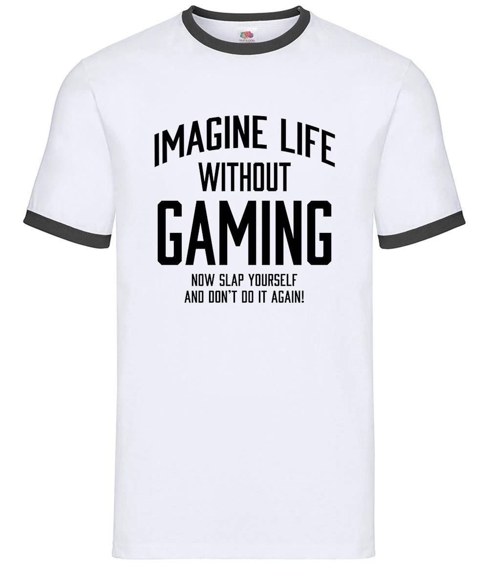 Imagine Life Without Gaming - Mens Ringer - Game Gamer Funny Video XS