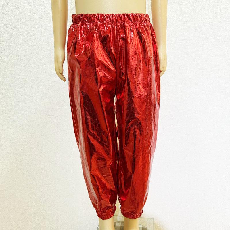 

Блестящие прямые брюки с манжетами для танцев для всех возрастов и полов 170 cm красный