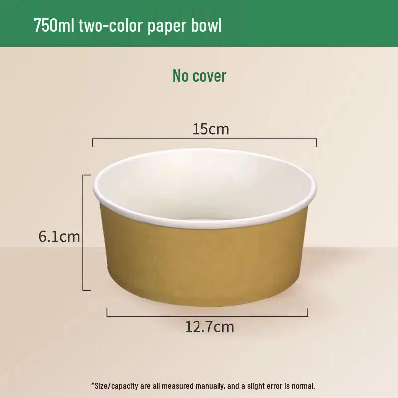 Kraft Paper Disposable Bowl - Ideal for Rice, Salad, Lunch, Takeout, Fast Food, and Fruit.