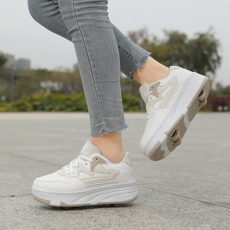 31-42 Chaussures de sport plates détachables à quatre roues pour enfants / femmes Patinage à roulettes d'extérieur Sports Filles Sports Patins à roulettes Chaussures