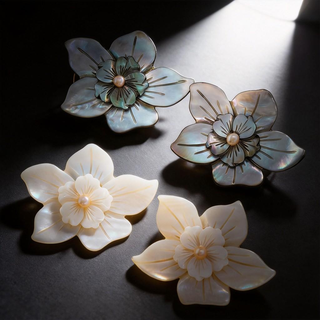 Handmade Shell Brooch Pendant With Dual Layer Design For Fashion Accessories