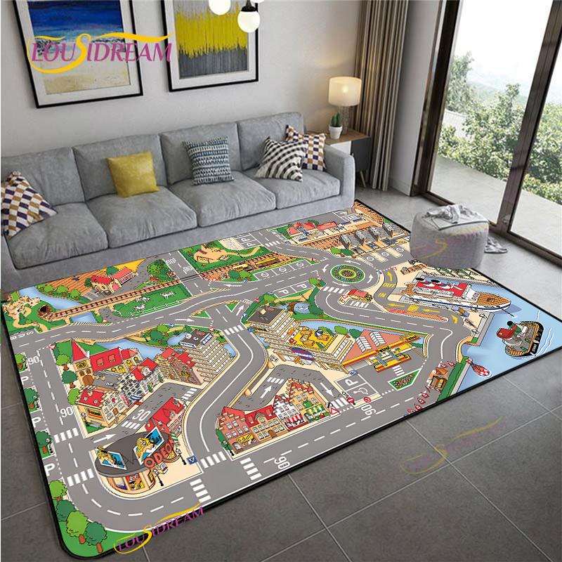 Alfombra Road Traffic Rout Map Carpet Living Room Sofa Coffee Table Bedroom Rugs Kitchen Kids Play Un-slip Floor Mats Home Decor