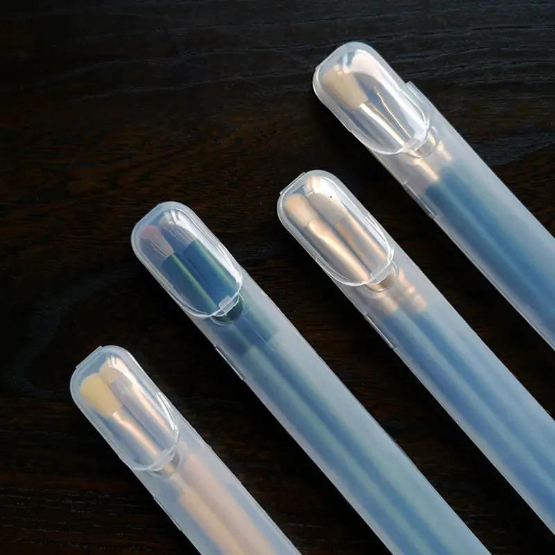 Cutie Portabilă pentru Depozitarea Pensulelor de Machiaj Creion de Sprâncene Tacâmuri Bețișoare Transparentă cu Capac Organizator Caz Instrument de Frumusețe