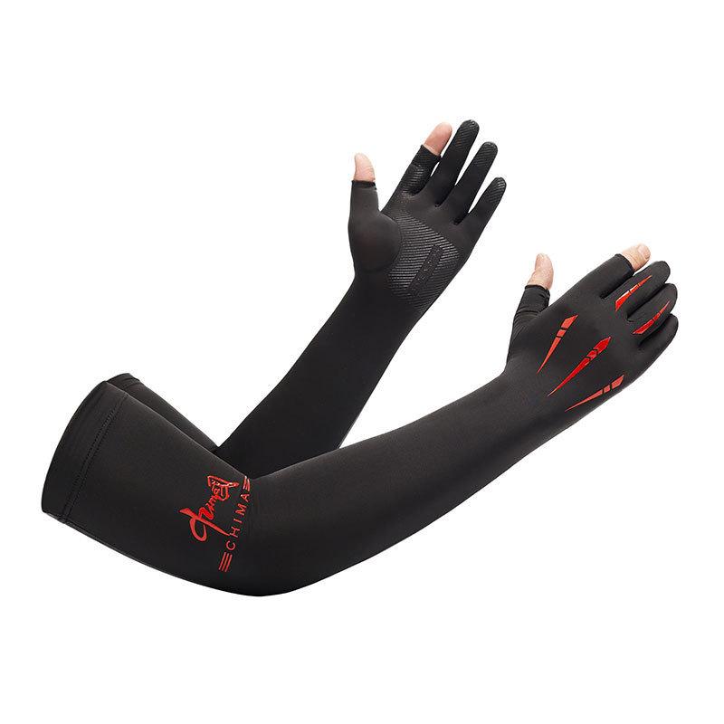 UV Protection Ice Silk Arm Sleeves, Thin Breathable Non-Slip Sleeves for Fishing Cycling Driving красный
