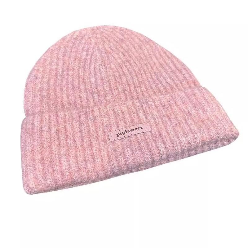 Korean Knitted Hat for Women's Trendy Letter Mark Wool Hat Warm Autumn and Winter Cold Hat Ear Protection Head Fashionable and Versatile