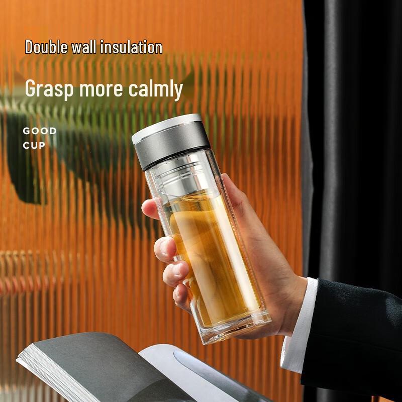 RELEA Smart LED Double-Wall Glass Tea Infuser Bottle