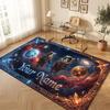 Cat Theme Crystal Velvet Floor Rug Personalized Custom Name Text Warm Carpet Home Decoration